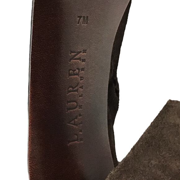 Lauren Ralph Lauren Janae Dark Brown Suede Nubuck Leather Ankle Boot Bootie sz 7 - Picture 8 of 9